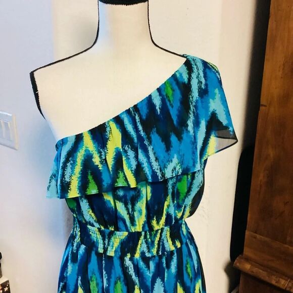 Lane Bryant One Shoulder Ruffled Hem Maxi Dress‎ S16 - Picture 4 of 10